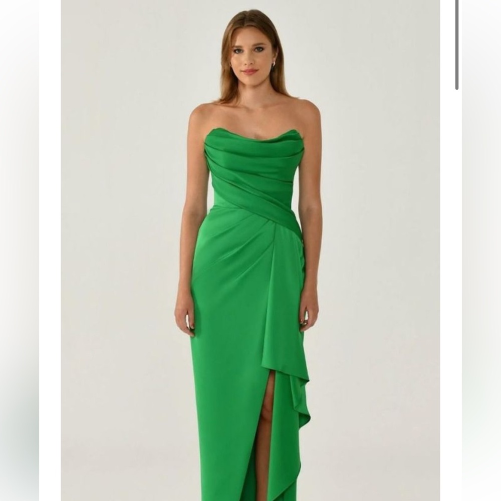 Satin Green Gown - Strapples Dress
